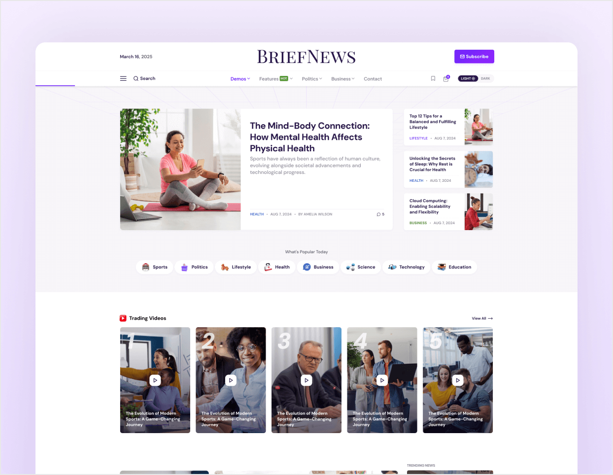 BriefNews Blog and Magazine WordPress Theme
