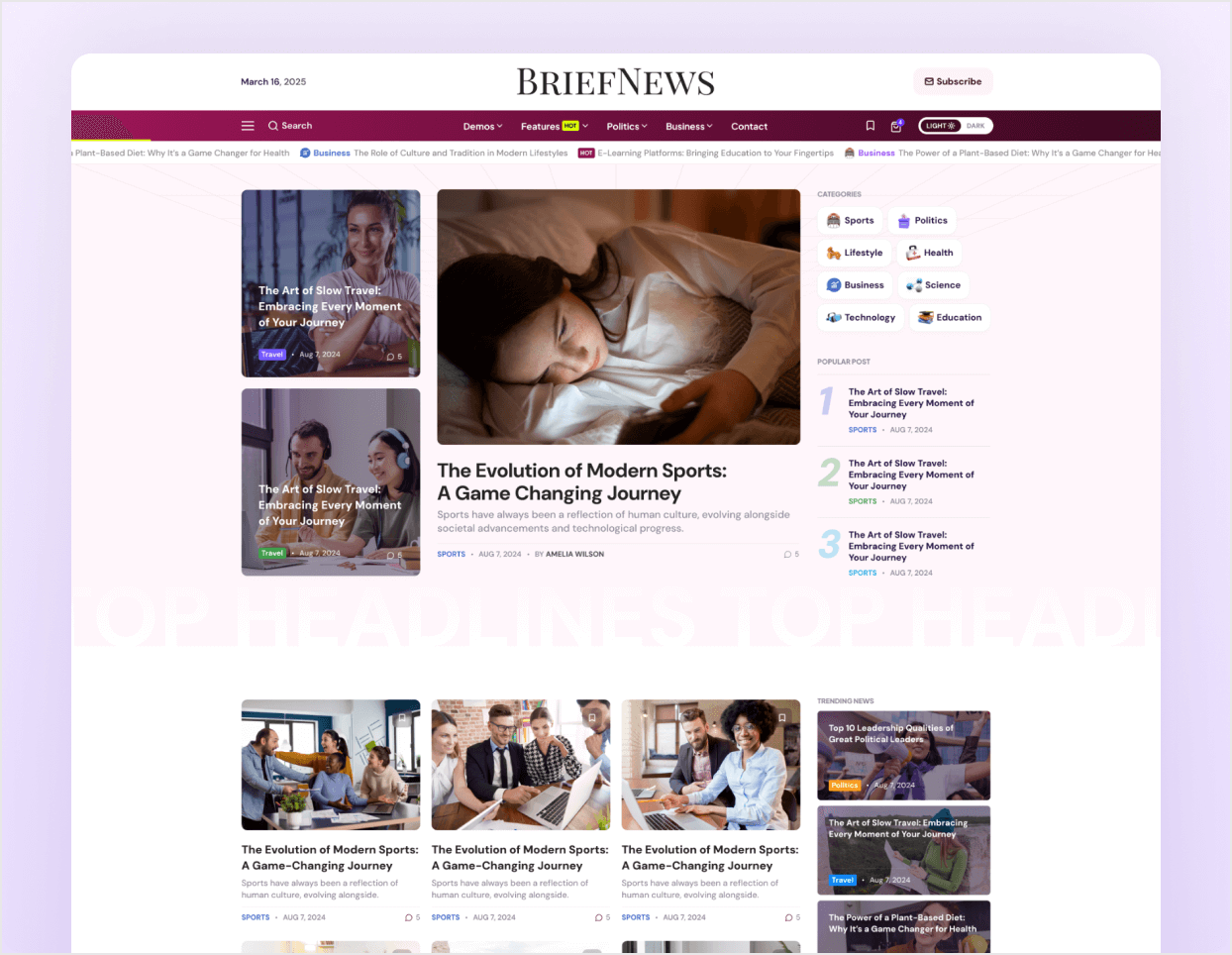 BriefNews Blog and Magazine WordPress Theme